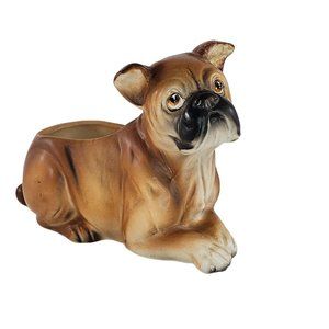 Vintage Napco Boxer Puppy Dog Planter Figurine Ceramic 5717 *Repaired*